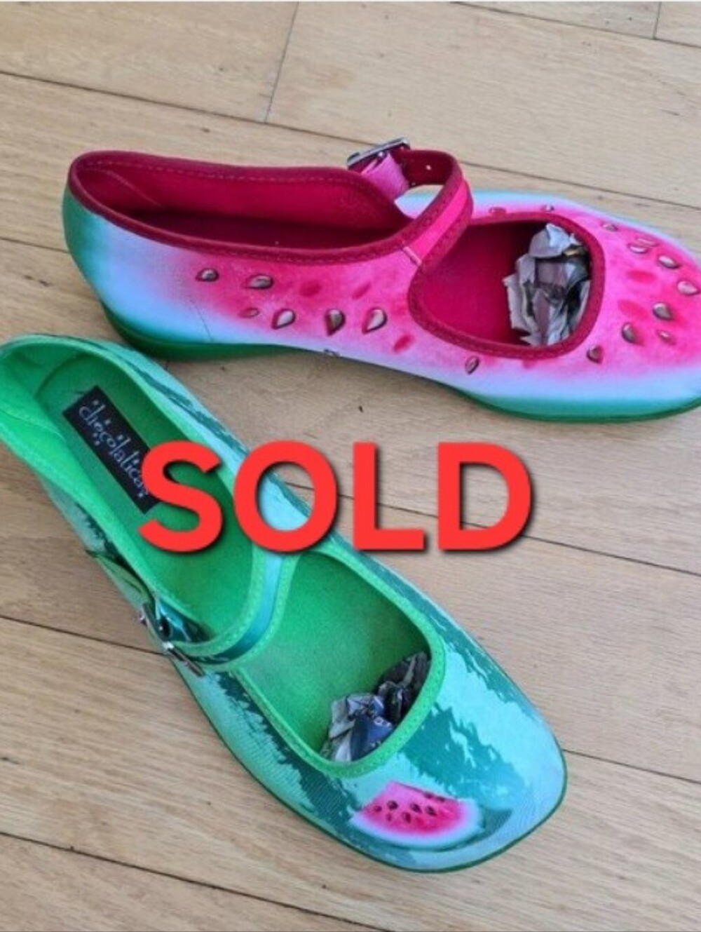 Chocolaticas | whimsy watermelon red green ballet flats shoes  | WMS 6